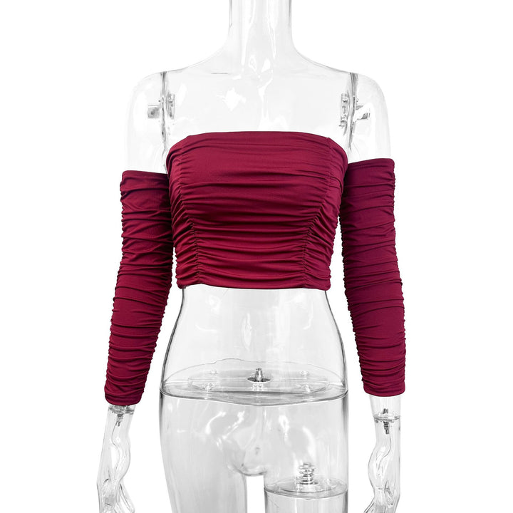 Damen Top mit schulterfreiem Design und raffinierter Raffung Drune
