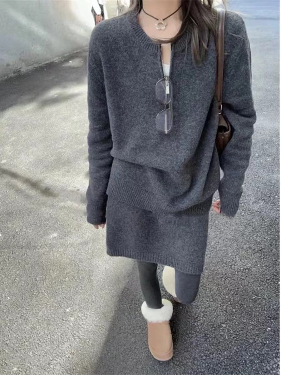 Damen Strickpullover mit modernem Schnitt und dekorativem Reißverschluss Drune