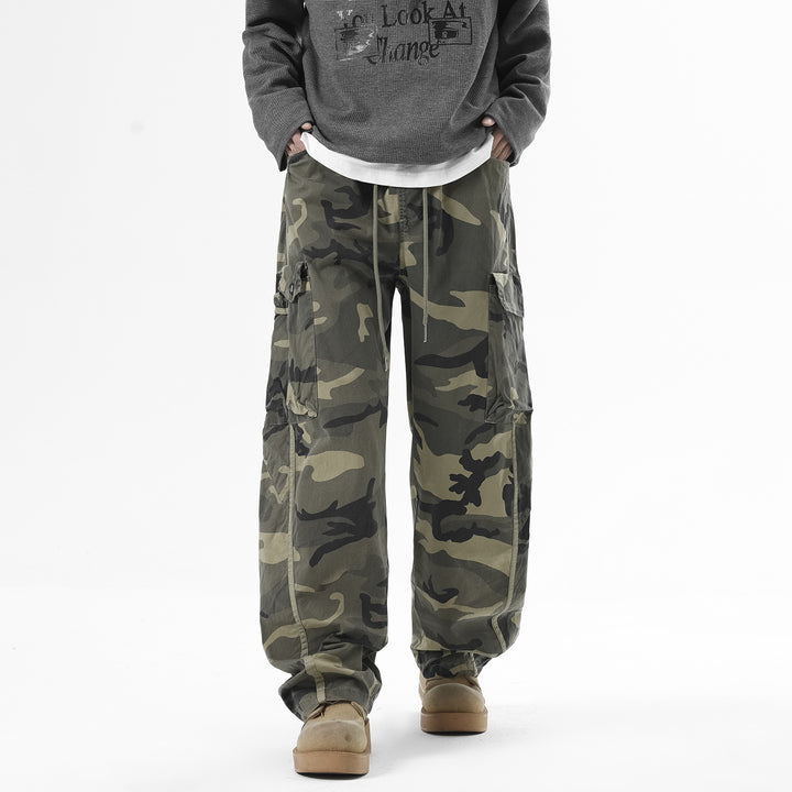 Herren Cargohose mit elastischem Bund, Tunnelzug und Mehrfach‑Taschen Drune