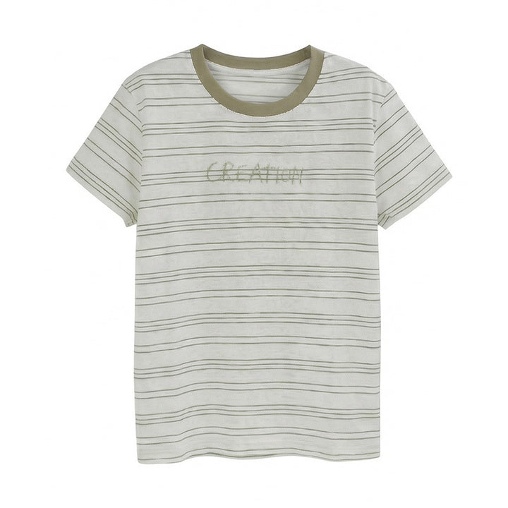 Damen Modernes Streifen-Shirt mit Rundhalsausschnitt Drune