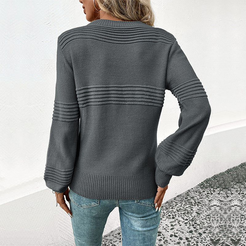 Damen Feinstrick‑Pullover mit horizontaler Rippenpasse und gerippten Bündchen Drune