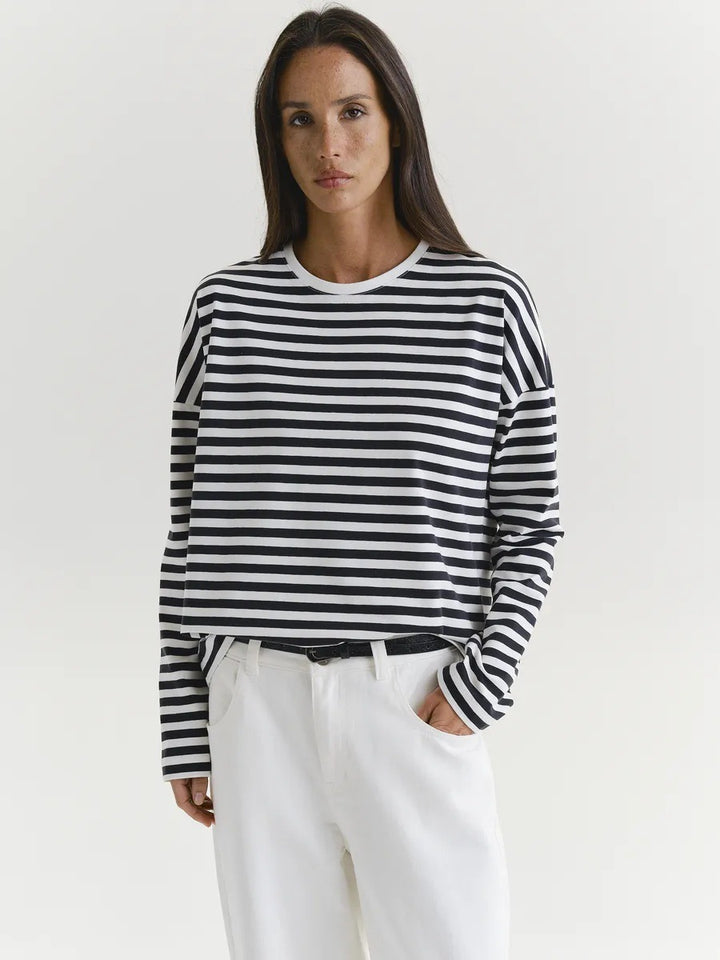 Damen Lässiges gestreiftes Langarmshirt Drune