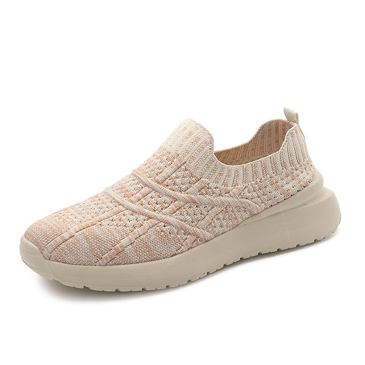 Damen nan sockenähnlicher Komfort-Slipper mit strukturiertem Strickobermaterial und gedämpfter EVA-Keilsohle Drune