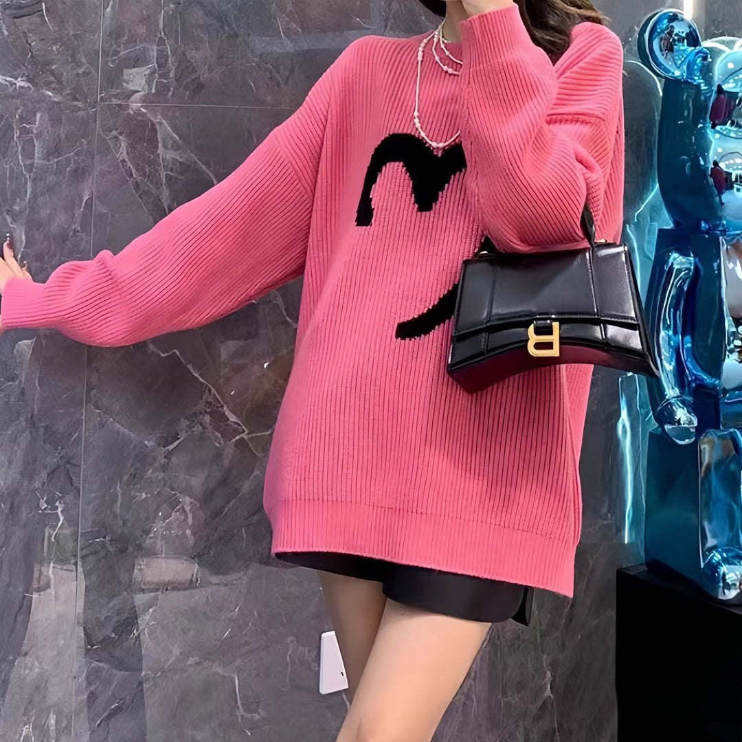 Damen Oversized Pullover mit strukturiertem Zopfmuster Drune