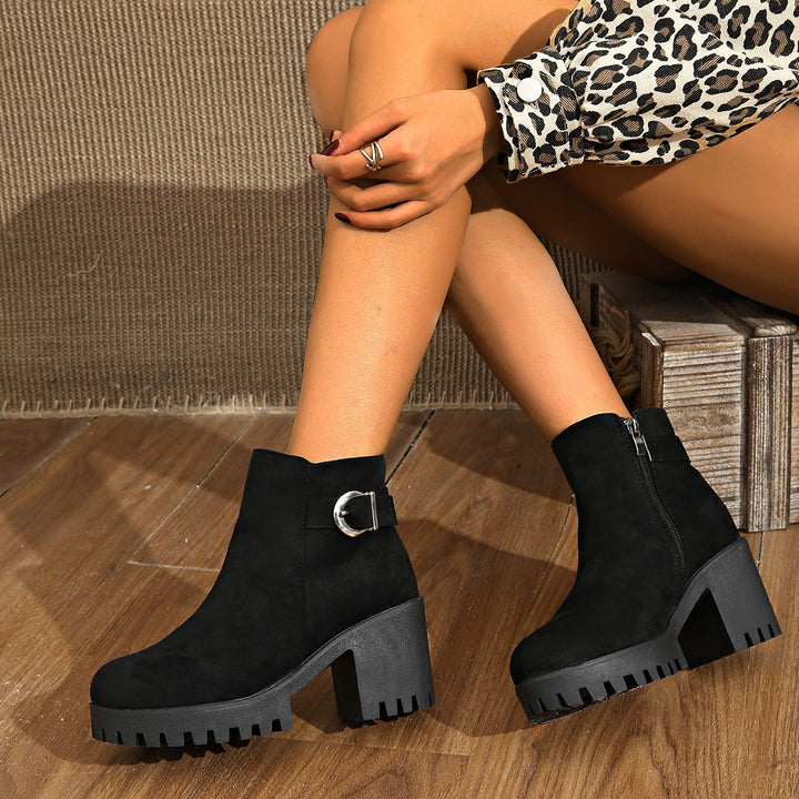 Damen Modische Kick-High Stiefeletten Drune