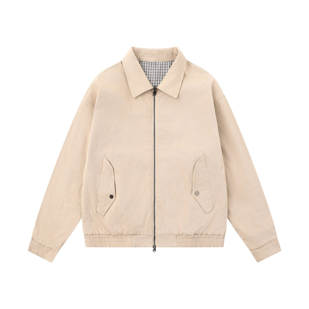 Herren Boxy-Canvas-Blousonjacke mit Reißverschluss, Pattentaschen und elastischem Saum Drune