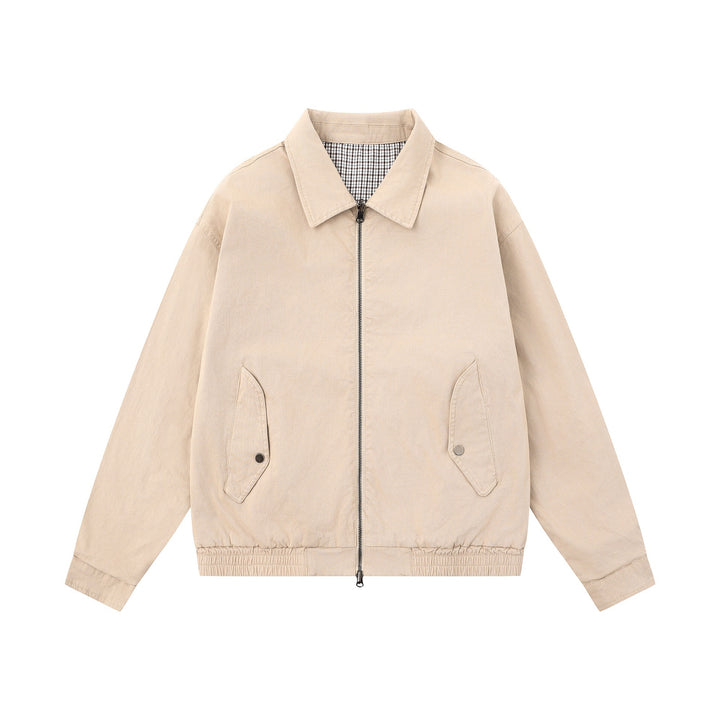 Herren Boxy-Canvas-Blousonjacke mit Reißverschluss, Pattentaschen und elastischem Saum Drune