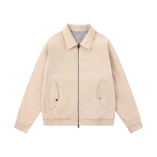 Herren Boxy-Canvas-Blousonjacke mit Reißverschluss, Pattentaschen und elastischem Saum Drune
