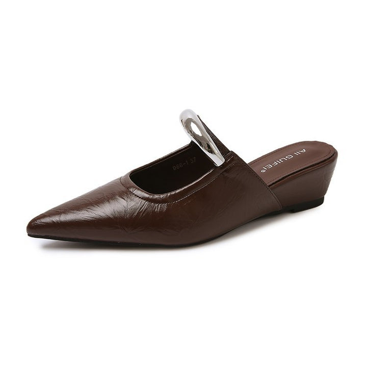 Damen elegante Slingback Mules mit spitzem Zehenbereich und dekorativem Ketten-Detail Drune