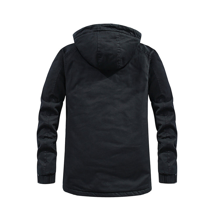 Herren Utility-Kapuzenparka aus Baumwoll-Canvas mit wärmender Teddyfutter-Innenlage und verdecktem Frontreißverschluss Drune