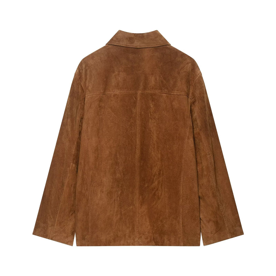 Damen Suedejacke im modernen Schnitt mit großen Taschen Drune