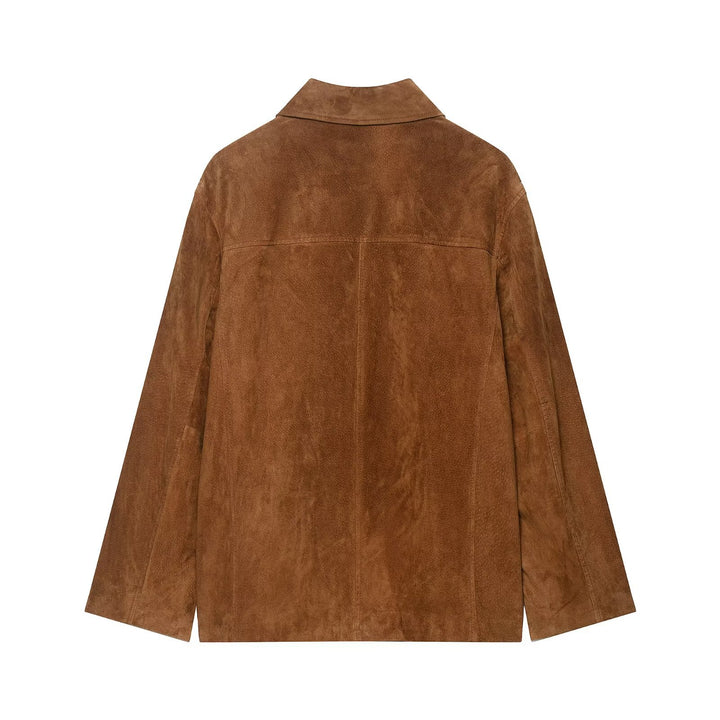 Damen Suedejacke im modernen Schnitt mit großen Taschen Drune
