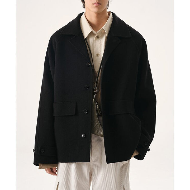 Herren Kurzjacke aus Wollmix im Oversized-Schnitt mit Umschlagkragen Drune