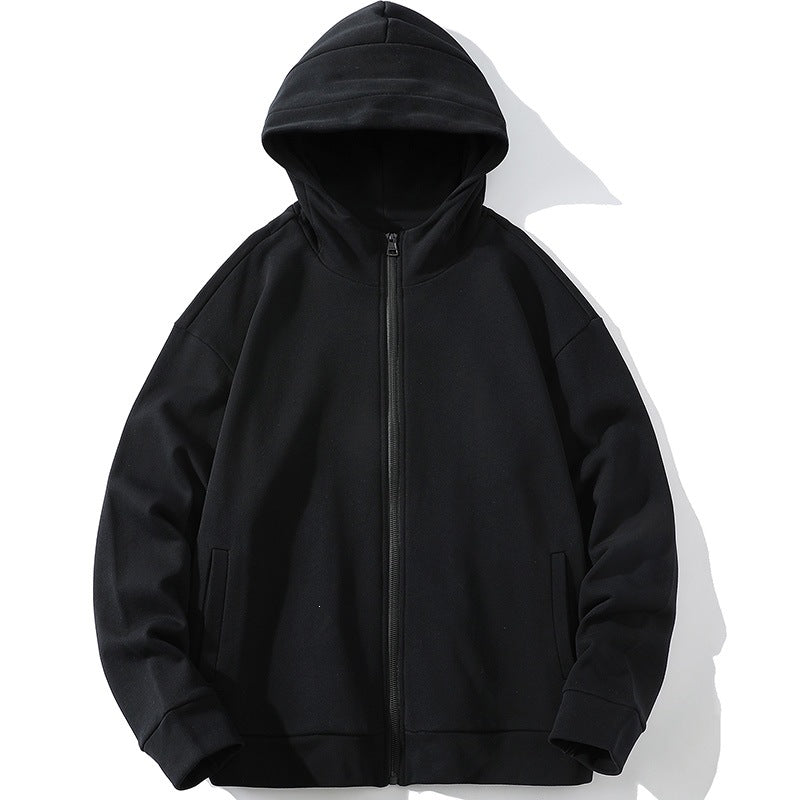 Unisex Oversize Kapuzen-Zipjacke aus weichem Fleece mit durchgehendem Reißverschluss und Eingrifftaschen Drune