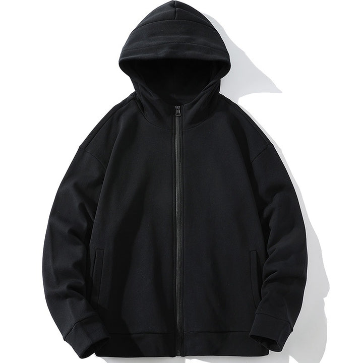 Unisex Oversize Kapuzen-Zipjacke aus weichem Fleece mit durchgehendem Reißverschluss und Eingrifftaschen Drune