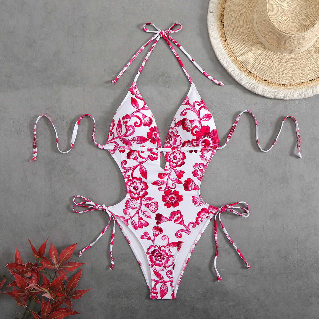 Damen Floral Design Triangel-Badeanzug Drune