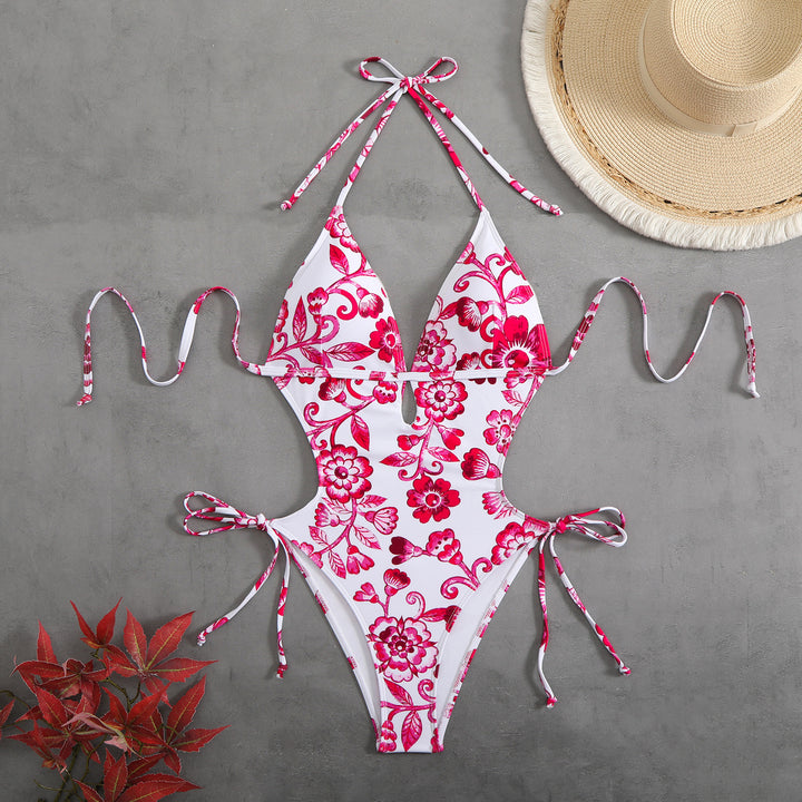Damen Floral Design Triangel-Badeanzug Drune