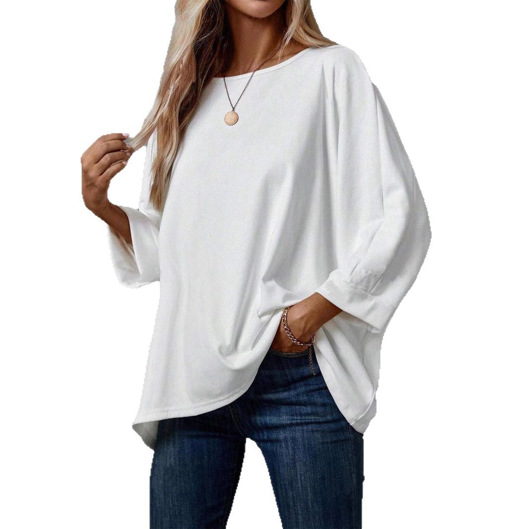 Damen lässiges Oversized T-Shirt mit weitem Schnitt und stylischem Rundhalsausschnitt Drune