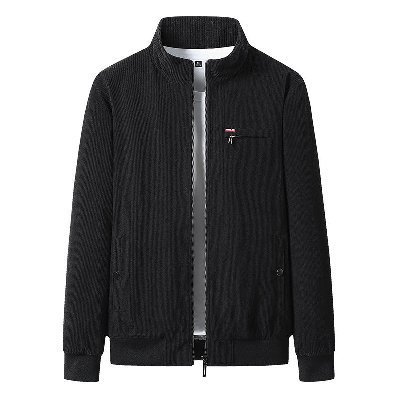 Herren hochwertiger Cordblouson mit Teddy-Innenfutter, Stehkragen und Brust-Reißverschluss Drune