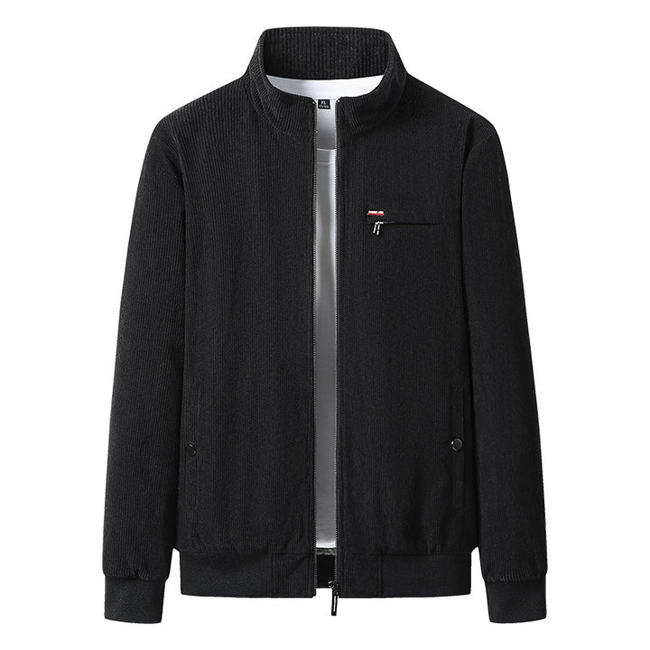 Herren hochwertiger Cordblouson mit Teddy-Innenfutter, Stehkragen und Brust-Reißverschluss Drune