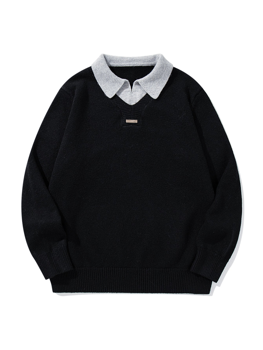 Herren Boxy-Strickpullover mit Polokragen und V‑Einsatz Drune