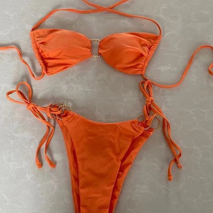 Damen Triangel-Bikini mit dekorativem Ringdetail Drune