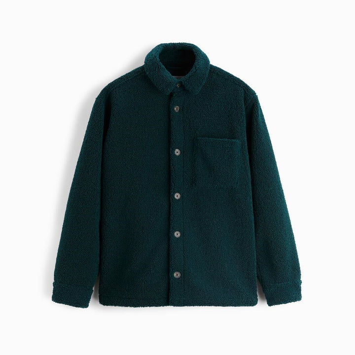 Herren gemütliche Fleece-Hemdjacke mit aufgesetzter Brusttasche Hedi-Mode