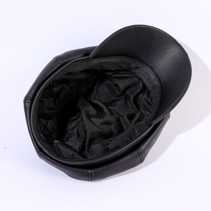 Damen Leder-Baker Boy Cap mit Klassischem Design Drune