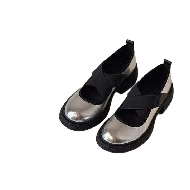 Damen Mary‑Jane Slipper mit elastischen Kreuzriemen und profiliertem Plateausohle-Design Drune