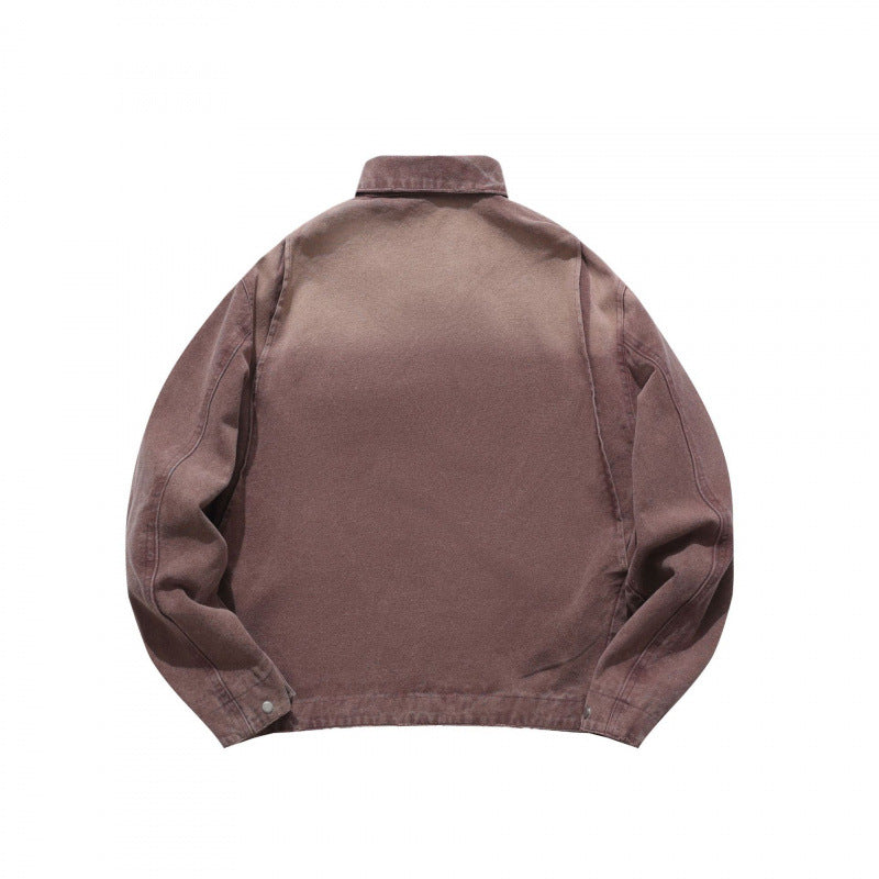 Herren Lockere Workerjacke aus weichem Canvas mit Reißverschluss Drune