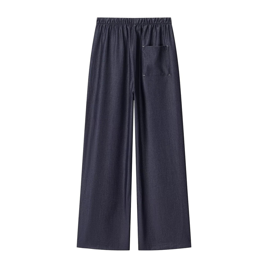 Damen weite Palazzo‑Hose mit Elastikbund und Tunnelzug Drune