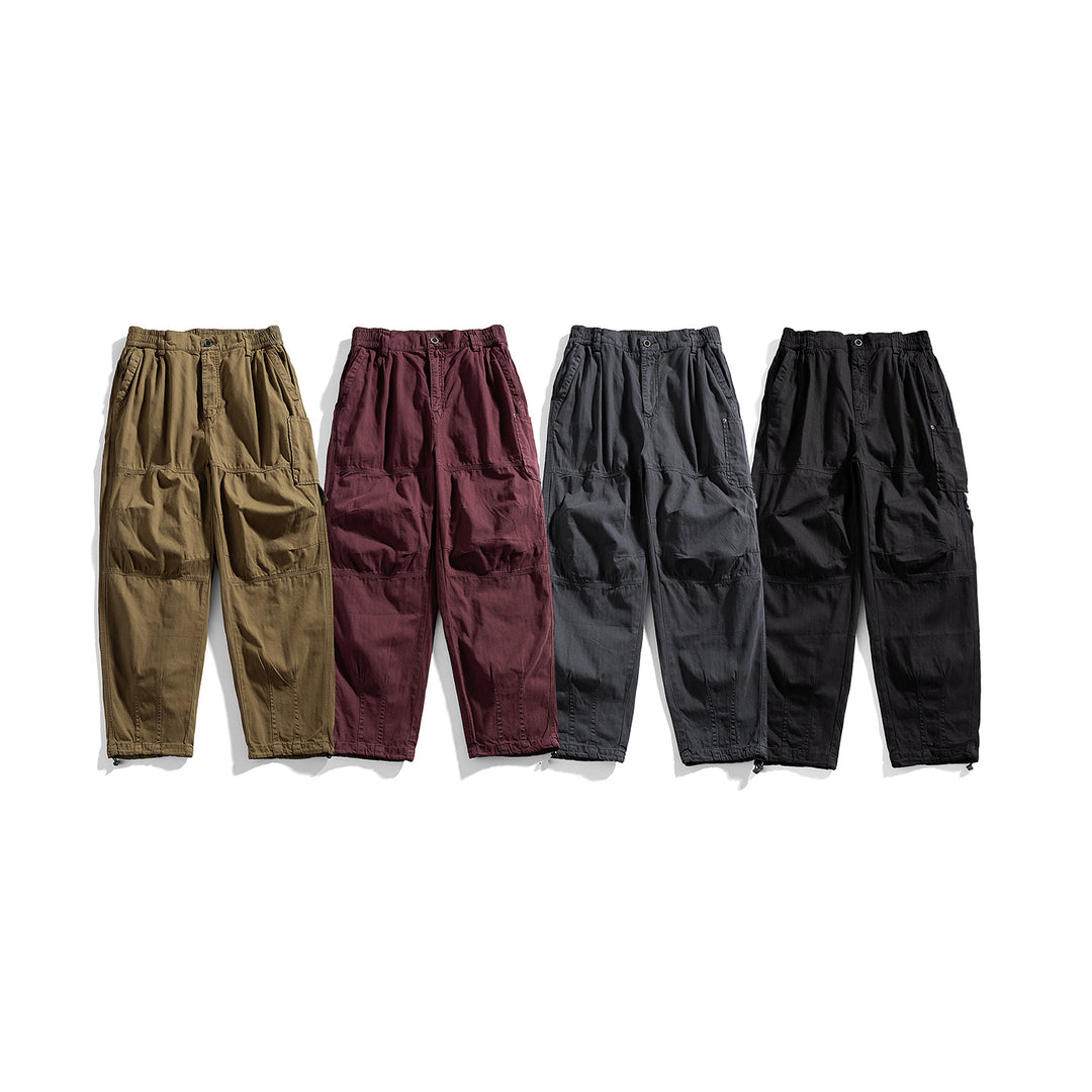 Herren relaxed Utility-Hose mit elastischem Bund, verstärkten Knien und Kordelabschluss Drune