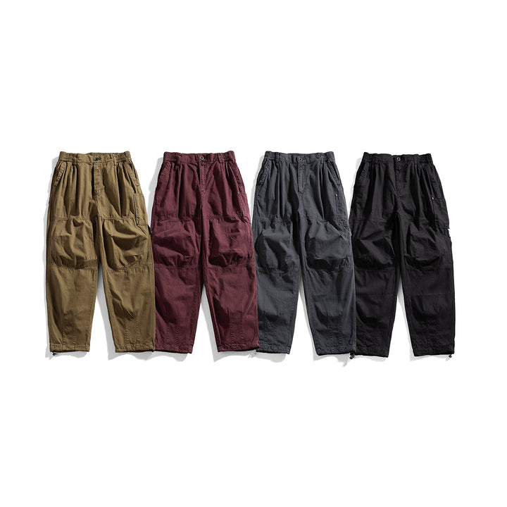 Herren relaxed Utility-Hose mit elastischem Bund, verstärkten Knien und Kordelabschluss Drune