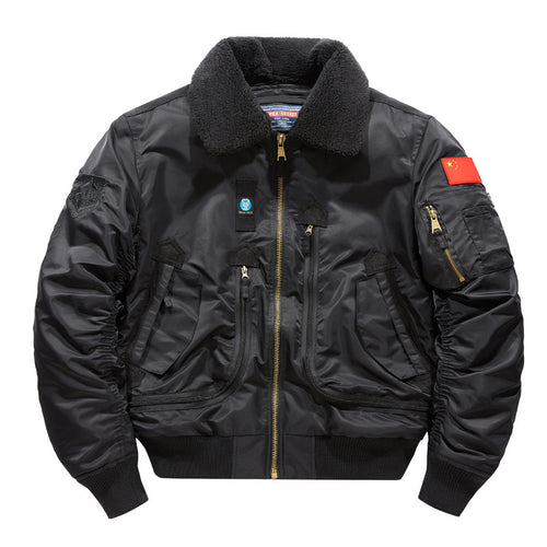 Herren Pilotenjacke mit Teddykragen und multifunktionalen Taschen Drune
