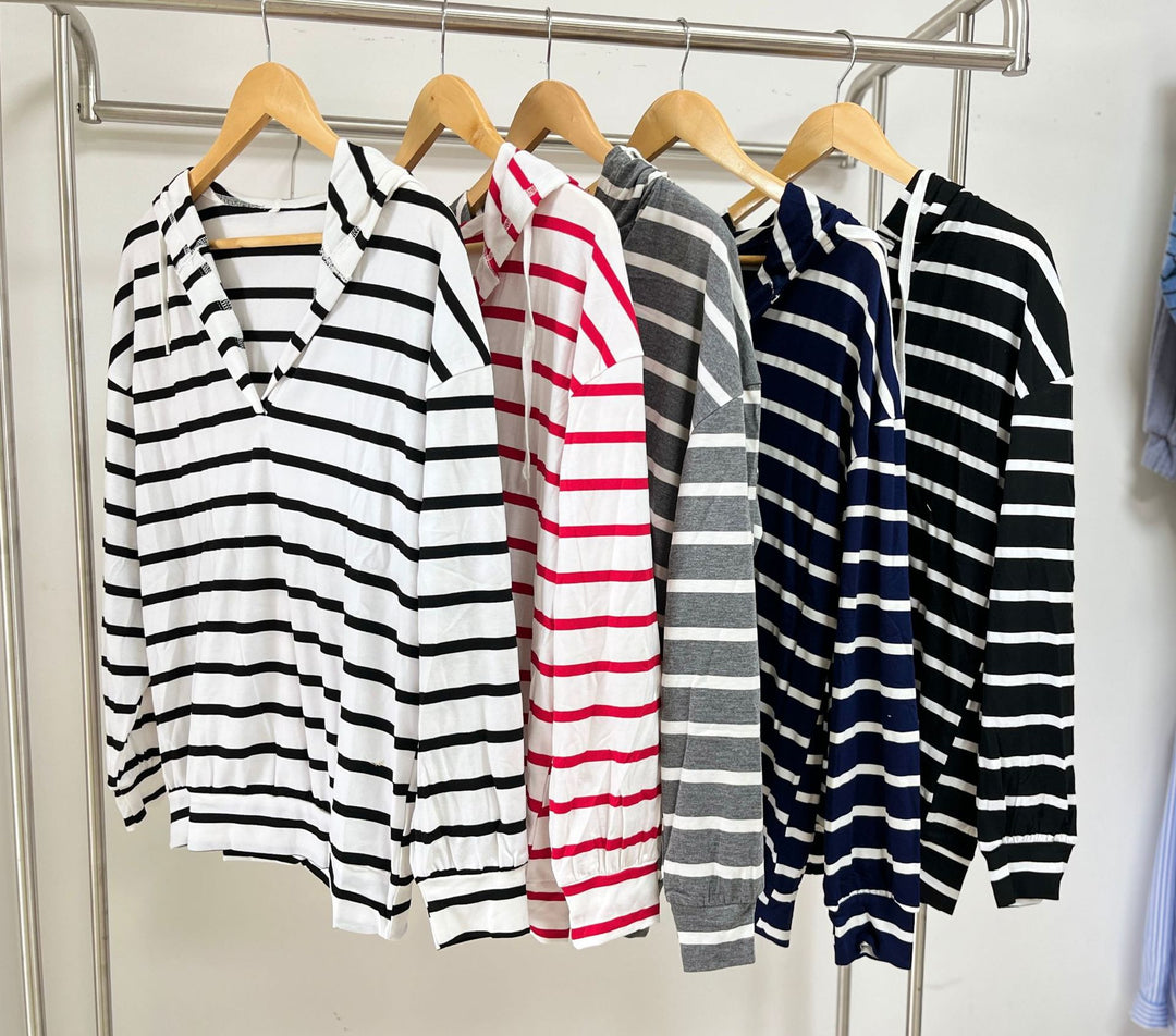 Damen Kapuzenpullover mit modischem Streifenmuster und lässiger Passform Drune