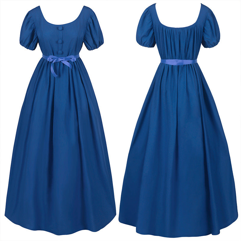 Damen nan romantisches Maxikleid mit Carmen-Ausschnitt, Puffärmeln, tailliertem Mieder und seitlicher Raffung Drune