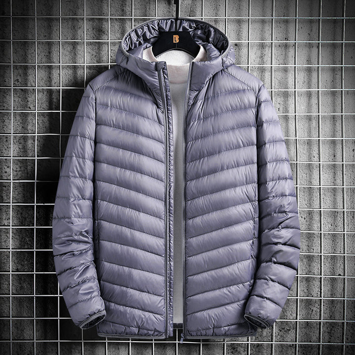 Herren nan ultraleichte Steppjacke mit Kapuze, winddichter Außenhülle und packbarem Thermofutter Drune