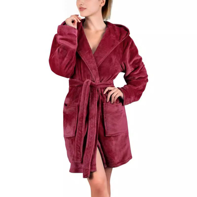 Damen Bademantel aus weichem Mikrofaserstoff Drune