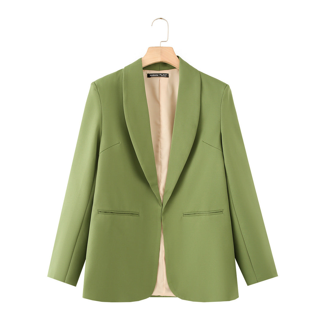 Damen nan eleganter Longblazer mit Schalkragen, unstrukturiertem Fall und paspelierten Leistentaschen Drune