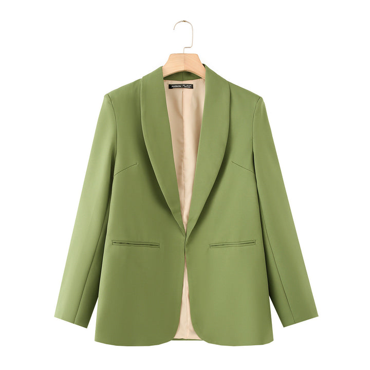 Damen nan eleganter Longblazer mit Schalkragen, unstrukturiertem Fall und paspelierten Leistentaschen Drune