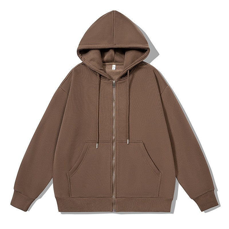 Unisex oversized Kapuzenjacke mit ausladendem Schulterschnitt, durchgehendem Reißverschluss und French-Terry Drune