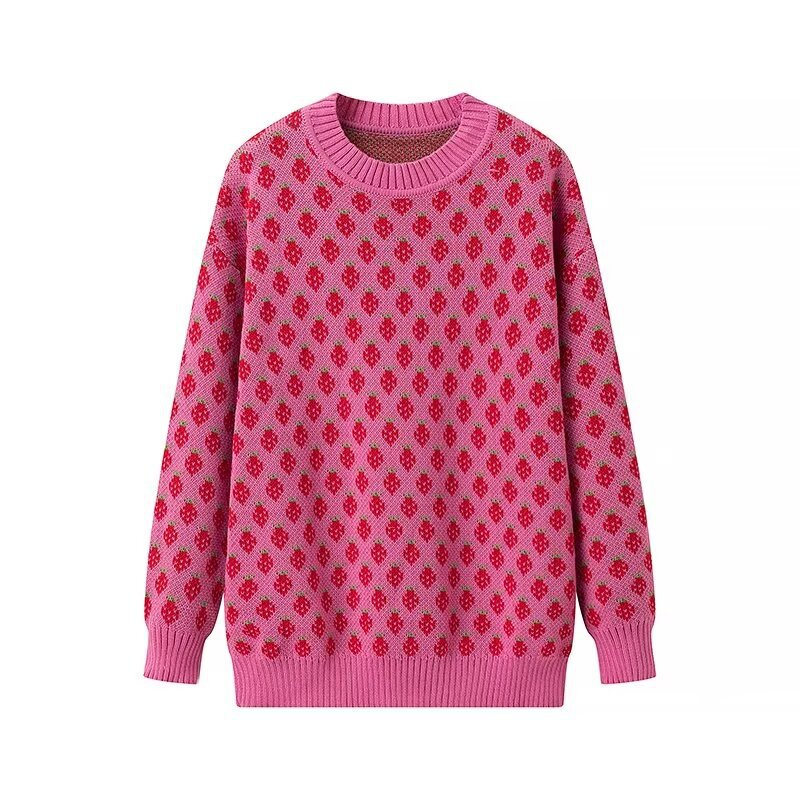 Damen Strickpullover mit floralen Mustern Drune