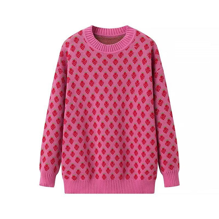 Damen Strickpullover mit floralen Mustern Drune