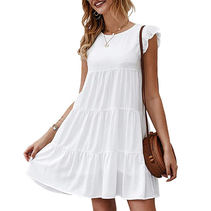 Damen Baumwollkleid mit Volant-Detail und lockerem Schnitt Drune
