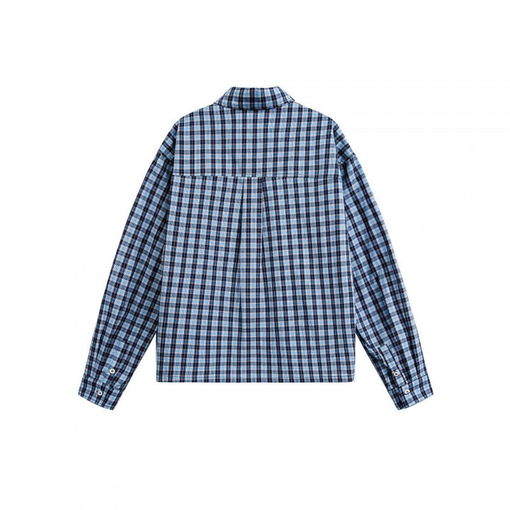 Unisex Kariertes Overshirt im Boxy‑Schnitt mit durchgehender Knopfleiste und Brusttasche Drune