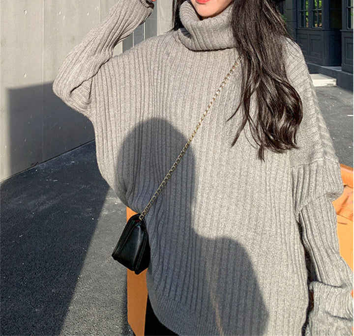 Damen Strickpullover mit hohem Kragen und lässigem Schnitt Drune