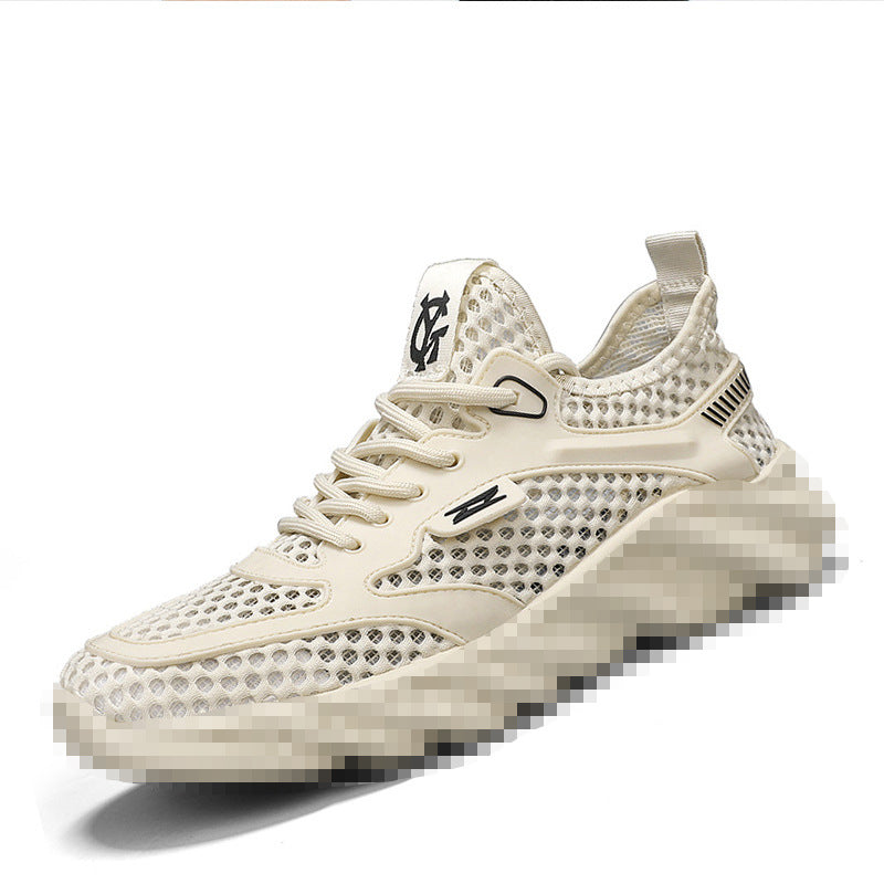 Herren Atmungsaktiver Mesh-Freizeitsneaker mit strukturierter Wellen-Plateausohle Drune