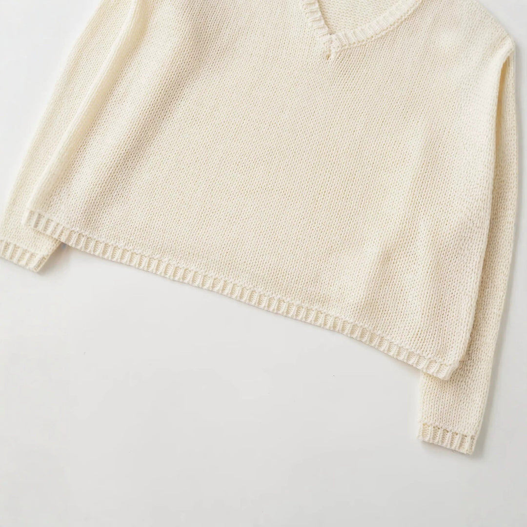 Damen Oversize V-Ausschnitt Grobstrickpullover Drune