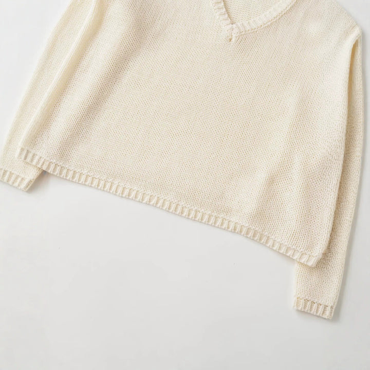 Damen Oversize V-Ausschnitt Grobstrickpullover Drune