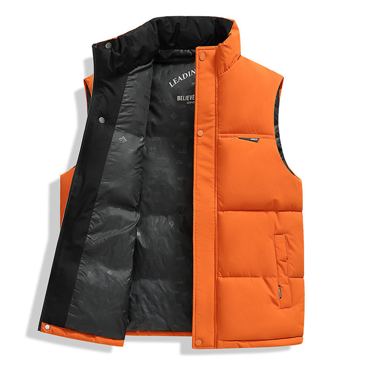 Herren Thermo-Pufferweste mit verstärktem Kragen, Zweifachverschluss & Futter mit Logo-Print Drune